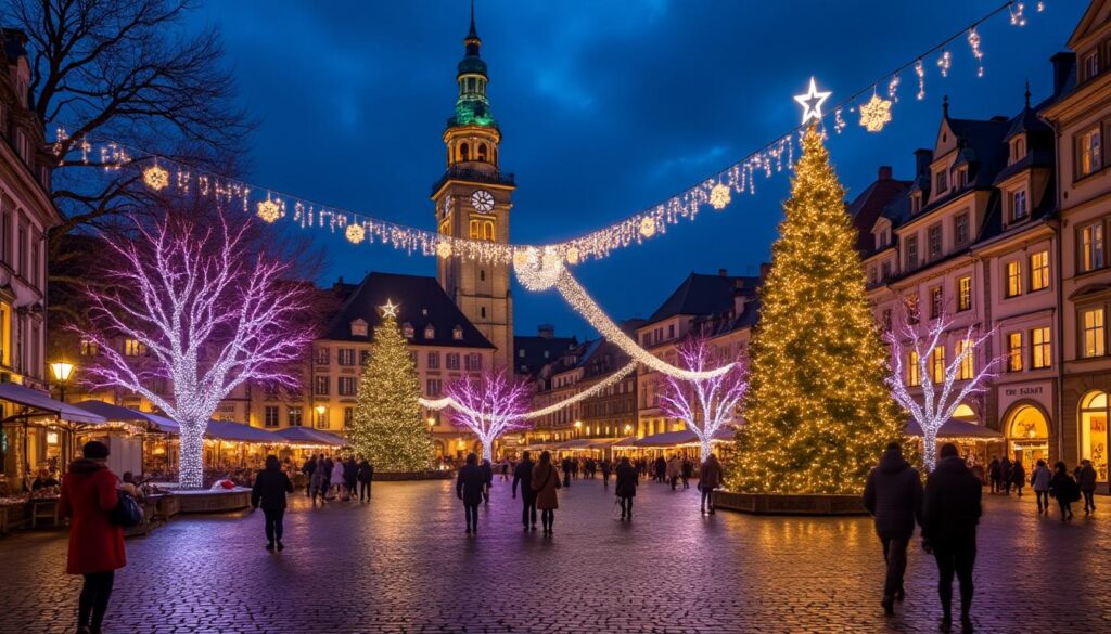 découvrez en images la magie des illuminations de noël sur la place broglie à strasbourg. ambiance féerique, lumières chaleureuses et décorations festives au cœur de la ville !